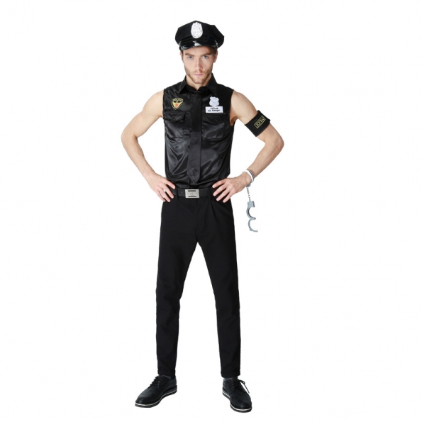Disfraz de Uniforme Policía sin Mangas para Hombre