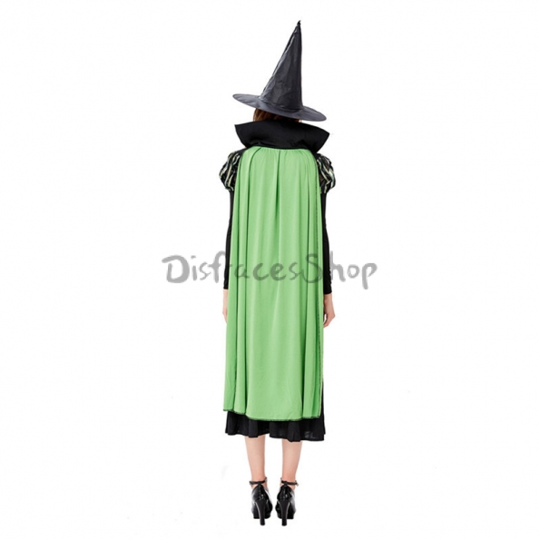 Disfraces de Brujas Vestido de Capa Verde de Halloween