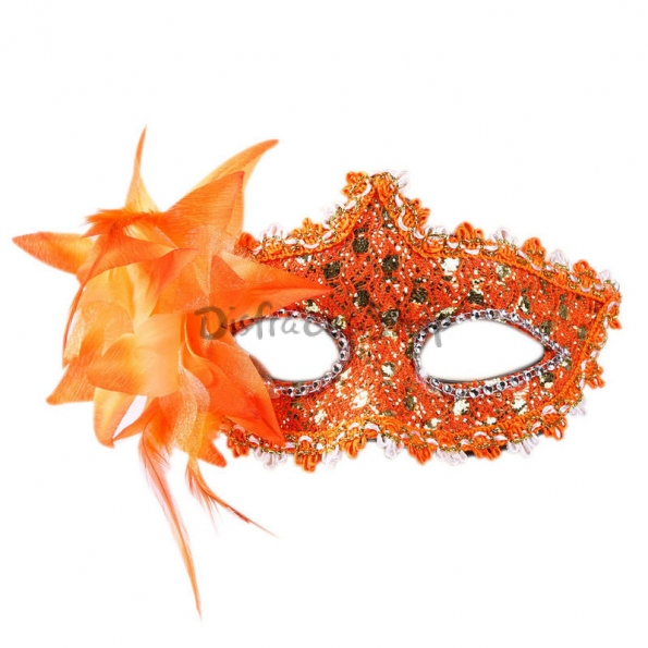 Máscara de Flor de Cuero con Decoraciones de Halloween