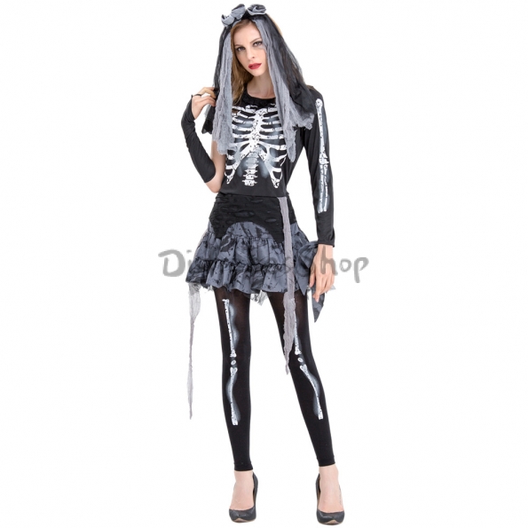 bordillo saludo Respetuoso del medio ambiente Disfraz de Novia Fantasma con Marco de Esqueleto | DisfracesShop