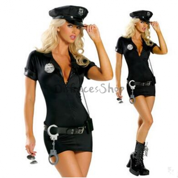 Disfraces Policía Negro Sexy Uniforme de Halloween
