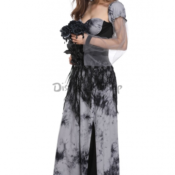 Disfraces Zombie Vestido de Novia Fantasma Negro de Halloween