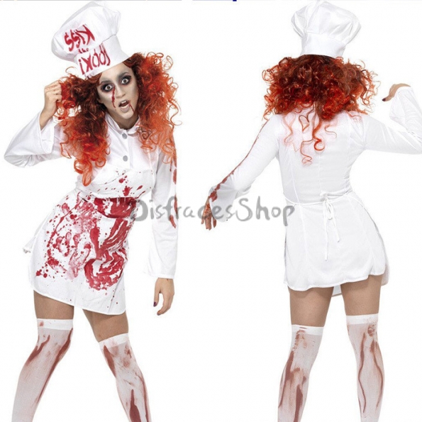 Disfraces de Chef Sangriento Aterradoras Traje de Halloween de Mujeres