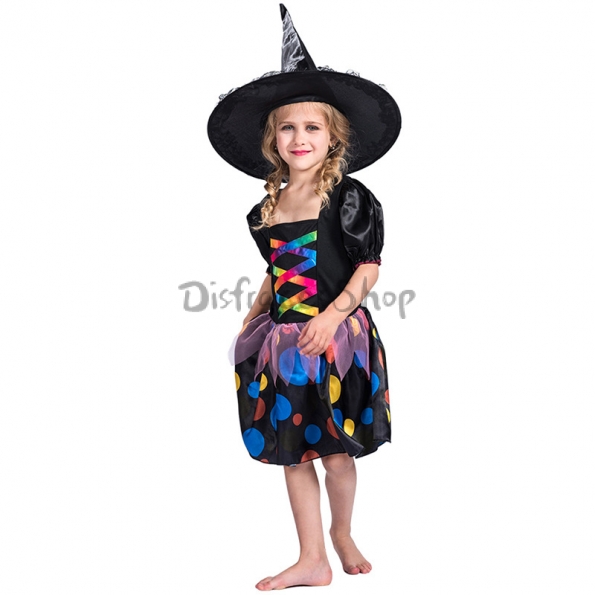 jugador Cerco Preguntar Disfraces de Bruja Vestido de Lunares de Halloween Para Niños |  DisfracesShop