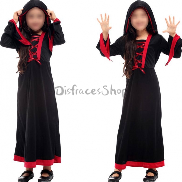 Disfraz de Bruja para Niña Gótica Roja y Negra