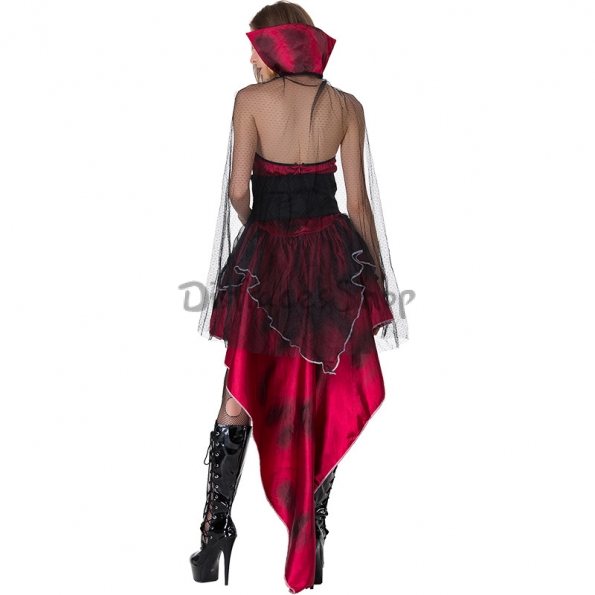 Disfraces de Murciélago Aterrador Rojo Oscuro de Halloween para Mujer Vestido