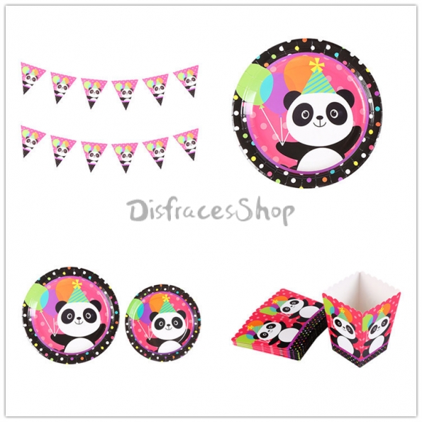 Dibujos Animados Panda Patrón Vajilla Cumpleaños Decoración