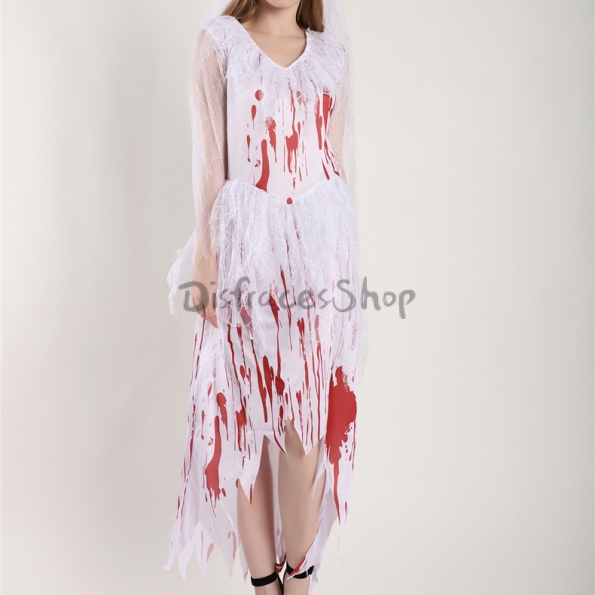 Disfraces Novia Fantasma Sangriento Vestido de Miedo de Halloween