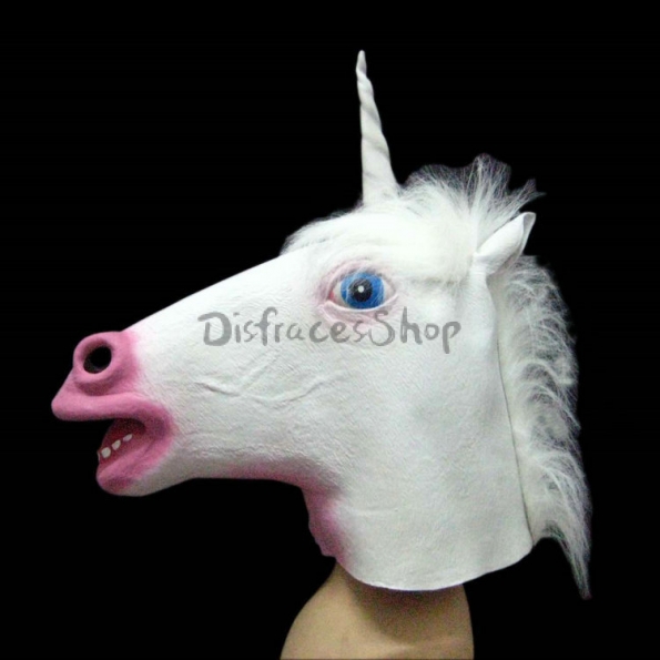 Máscara de Unicornio Blanco con Decoraciones de Halloween