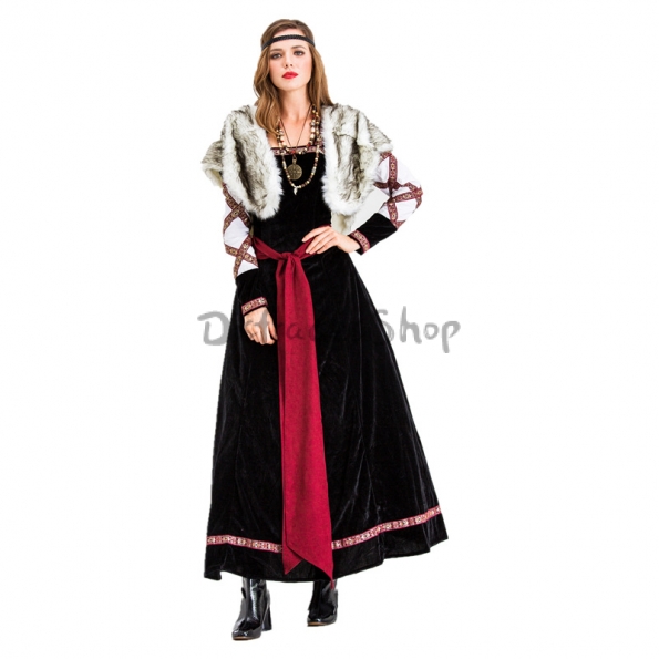 Disfraces Pirata de Guerrera con Vestido de Capa Halloween para Mujer