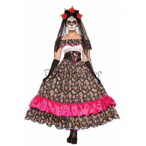 Disfraces Novia Fantasma de Miedo Vestido de Calavera de Halloween