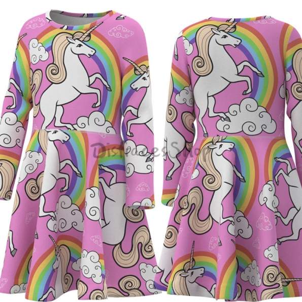 Disfraces de Animales para Niños Vestido Rosa con Estampado Unicornios