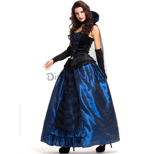Disfraz de Vampiro de la Corte de la Reina de la Hechicera Vestido Azul de  Halloween para Mujer | DisfracesShop