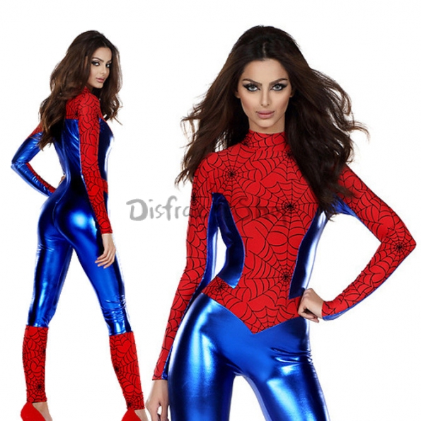 Disfraces de Spiderman de Cuero Sintético Traje de Halloween para Mujer
