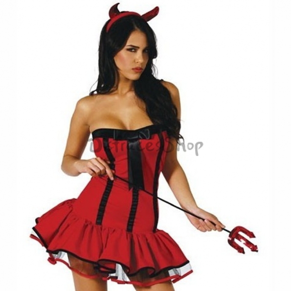 Disfraces Diablo Vestido Rojo Sexy de Halloween | DisfracesShop
