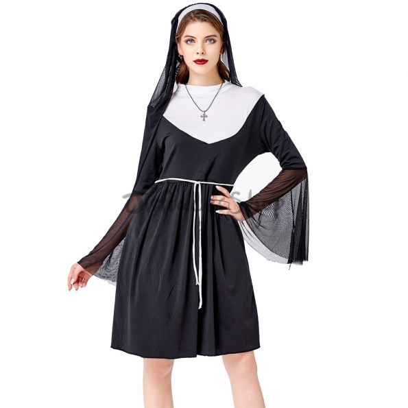Disfraces Sacerdote Uniforme de Juego de Brujas de Halloween para Mujer Vestidos