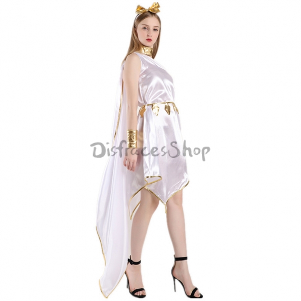 Disfraces Diosa Vestido Irregular de un Hombro Blanco de Halloween
