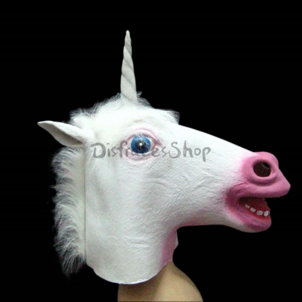 Máscara de Unicornio Blanco con Decoraciones de Halloween