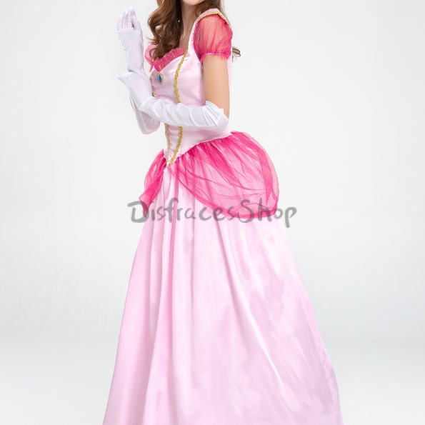 Disfraces Disney Vestido Rosa de Princesa Peach de Halloween