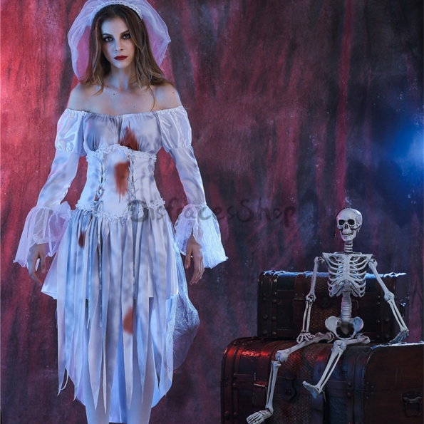 Disfraces Zombi Fantasma Novia Vestido Horror Halloween Mujer