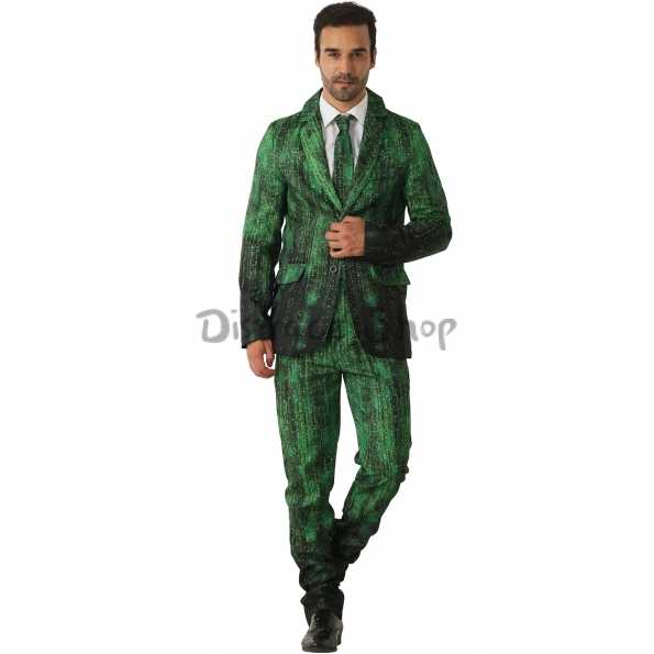 Disfraces de Patrón de Flujo Verde Halloween para Hombres