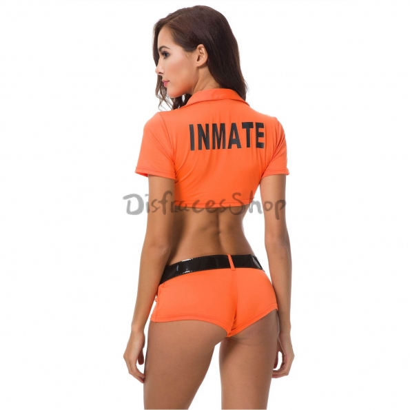 Disfraces de Policía Uniforme Naranja Halloween Sexy Mujer