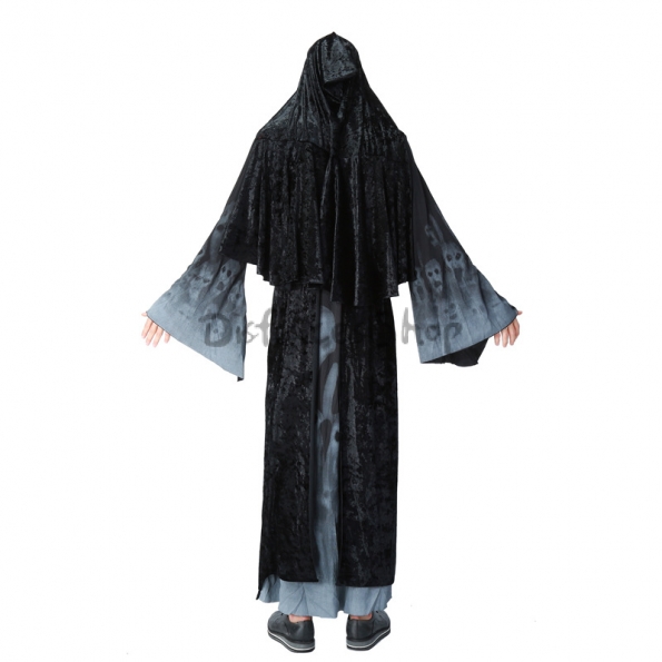 Disfraces Mago Esqueleto Negro de Halloween de Miedo para Hombres
