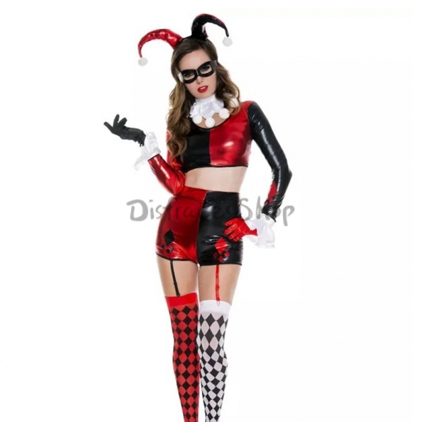Disfraces Harley Quinn Vestido de Payaso Divertido de Halloween