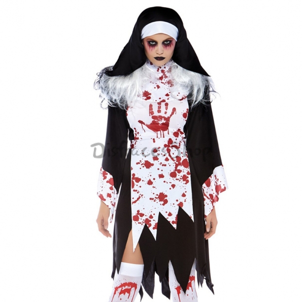 Disfraces Monja de Novia Fantasma de Miedo Uniforme de Halloween