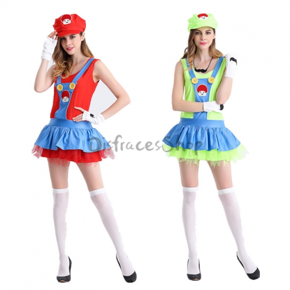 Disfraces de Super Mario Traje Lindo de Halloween Para Mujer