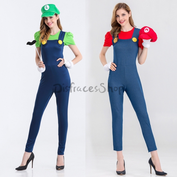 Disfraces Monos de Plomeros de Mario de Halloween para Mujer