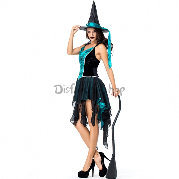 Disfraces de Bruja de Bordado de Malla Estilo Cola de Golondrina Halloween para Mujer