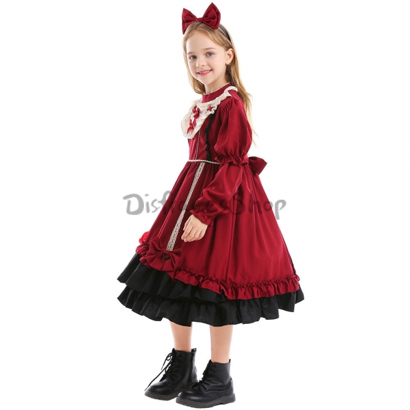 Disfraz Vestido Rojo Vino Lolita de Niña