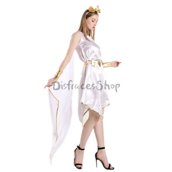 Disfraces Diosa Vestido Irregular de un Hombro Blanco de Halloween