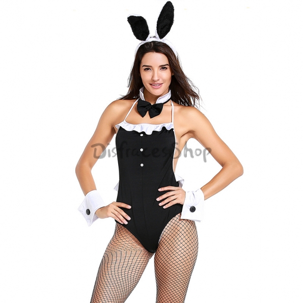 Disfraces Conejo Ajustado Vestido Negro de Halloween