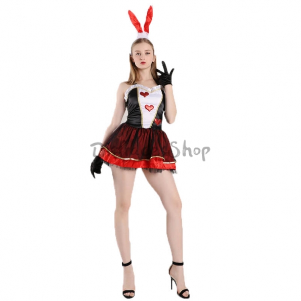 Disfraz Conejo Corazón Rojo Mago Uniforme de Halloween