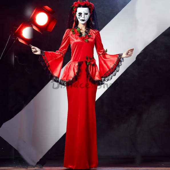 Disfraces Diablo Grim Reaper Rose Flowers Style de Halloween para Mujer