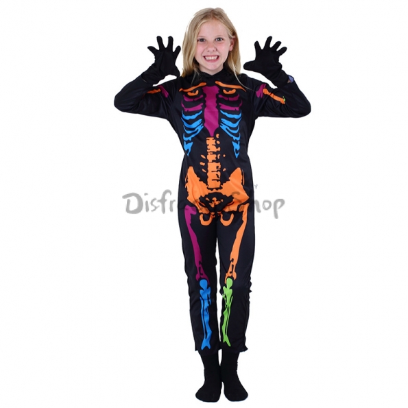 Disfraces Esqueleto de Color Luminoso de Halloween para Niñas