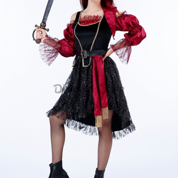 Disfraces de Piratas del Caribe de Halloween para Parejas  Estilo Capitán Jack Adulto