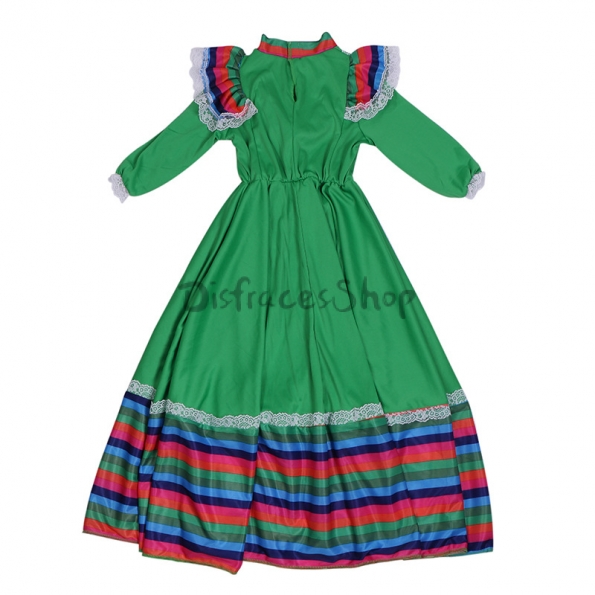 Disfraz México Vestido Largo de Danza Folclórica Tradicional Méxicana