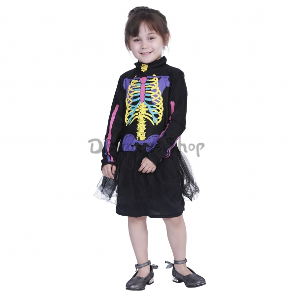Disfraces de Calavera Colorida Vestido de Halloween para Niños