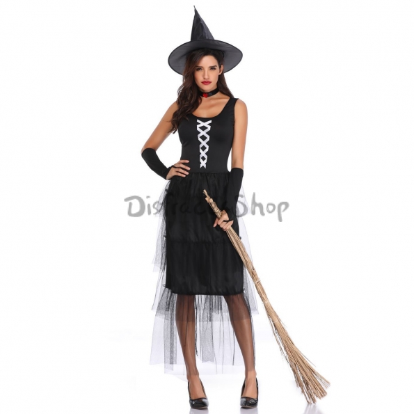 Disfraces de Bruja de Encaje NegroTraje Halloween para Mujer