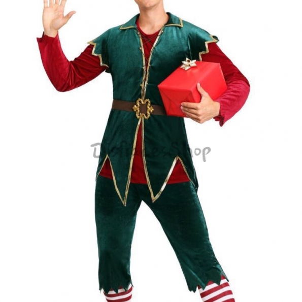 Disfraces de Halloween Elf Vestido de Navidad Rojo y Verde