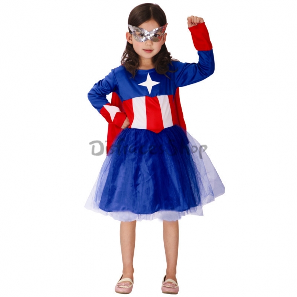 Capitán América Disfraz de Cosplay Vestido de Niñas | DisfracesShop