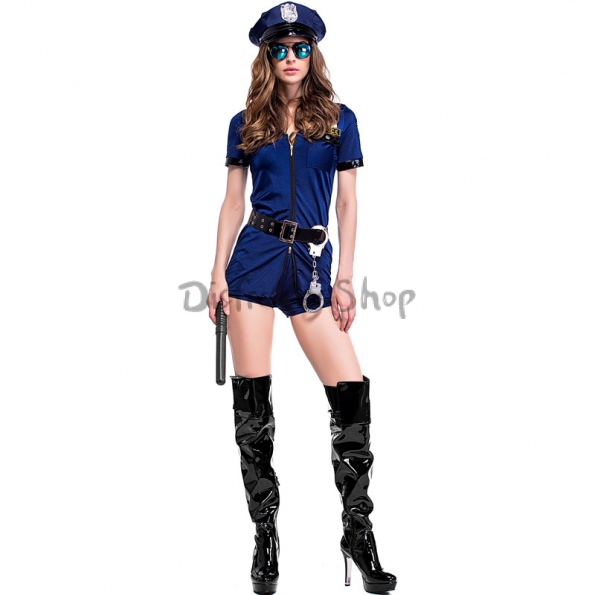 Disfraz de  Policía Culottes con Cremallera Azul Oscuro para Mujer