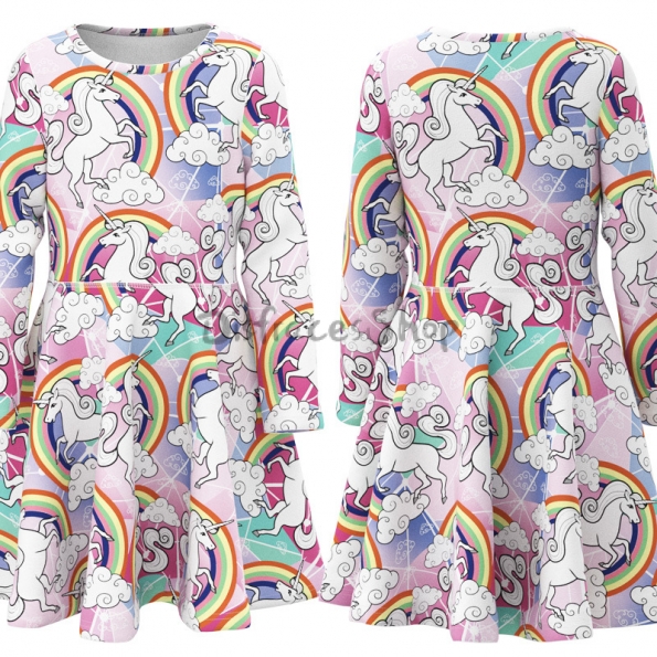 Disfraces de Animales para Niños Vestido de Colores con Estampado Unicornios