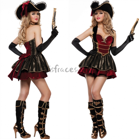 Disfraces Pirata Estilo Espalda Abierta Halloween Película Mujer Vestido