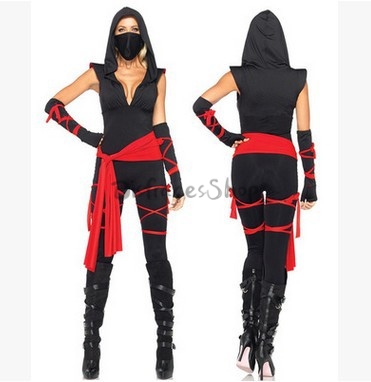 Disfraces de Ninja Enmascarado Uniforme de Juego de Halloween para Mujer