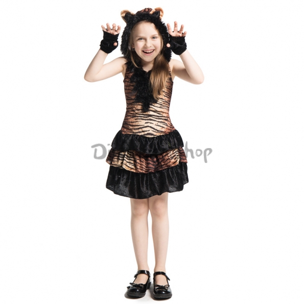 Disfraces de Animales  Vestido de Tigre de Halloween para Niñas