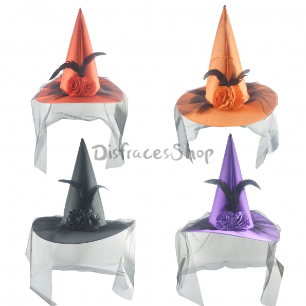 Sombrero de Bruja de Gasa con Decoraciones Halloween